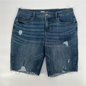 Old Navy High Rise Secret Slim Pocket Distressed Jean Shorts Size 12 Women’s